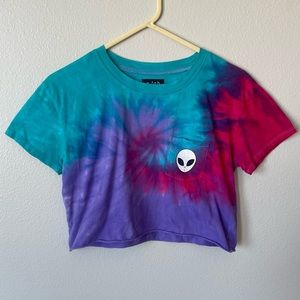 Tie Dye Alien Crop Top With Pocket